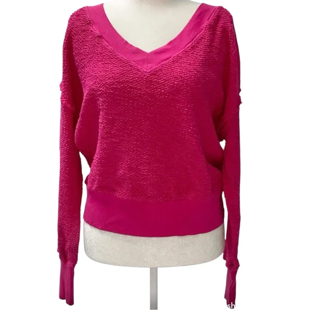 Anthropologie Fuchsia V-Neck Sweater Top
